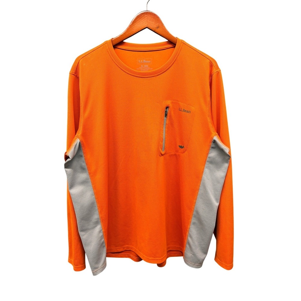 L.L. Bean Performance Fishing Shirt Mens XL Orange Colorblock Gorpcore